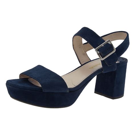 prada block heel double strap sandal blue|prada leather sandals.